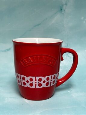 Baileys Red And White Raised Logo 10 oz Coffee Mug